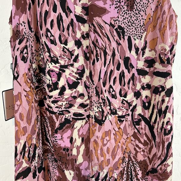 Laundry by Shelli Segal NWT One Shoulder Pink Animal Print Leopard Slip Dress 6 - Picture 11 of 12